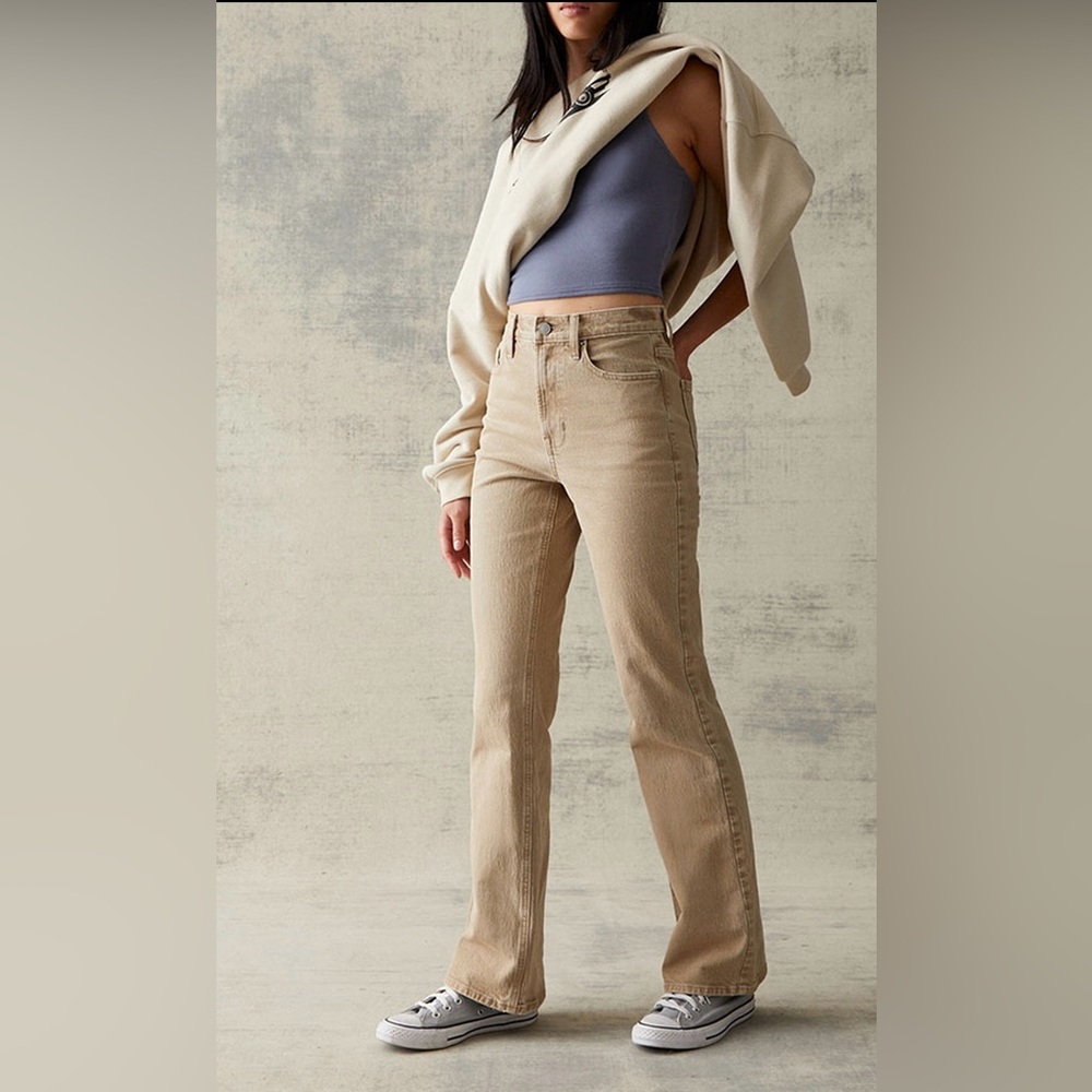 PacSun Stretch High Rise Bootcut Tan Flare Leg Jeans